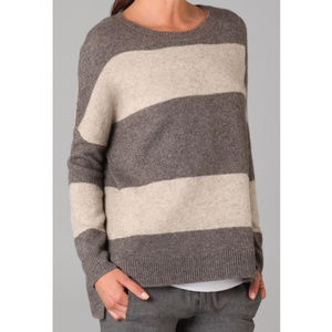 Vince Rugby Stripe Drop Shoulder Yak/Wool Sweater